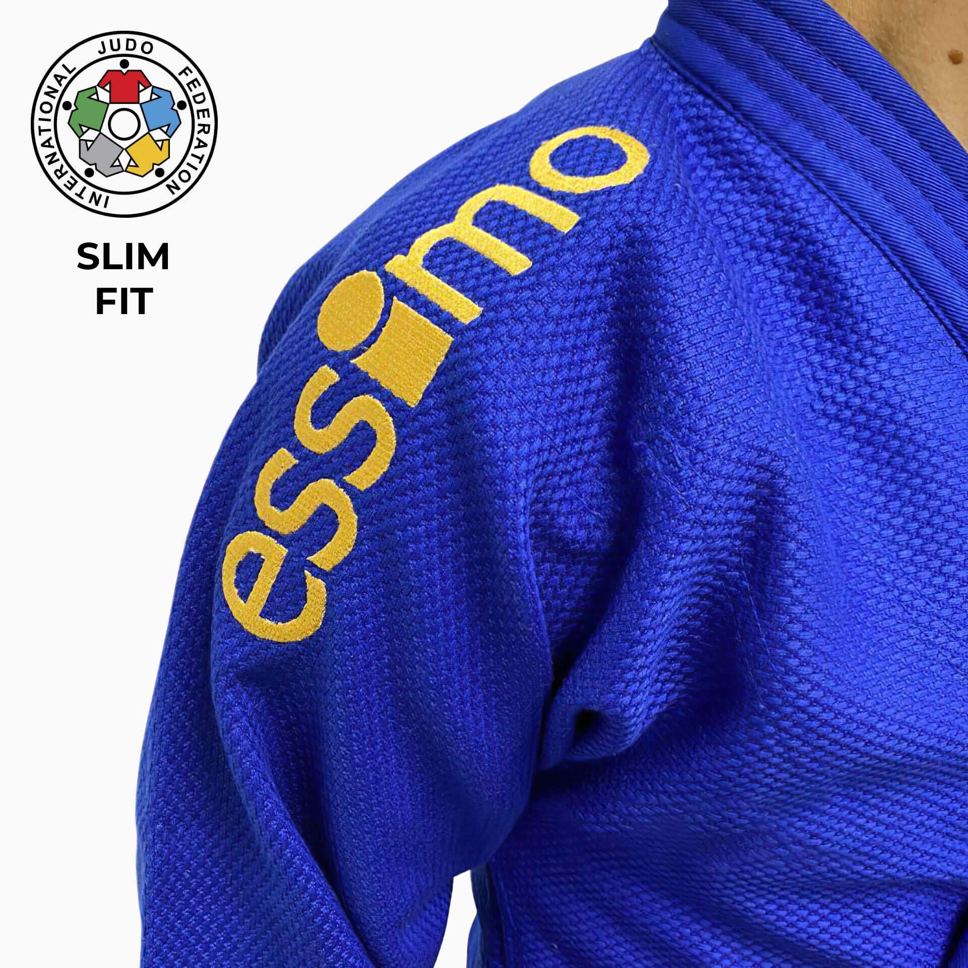 essimo judo traje IJF GOLD azul 2 slim fit