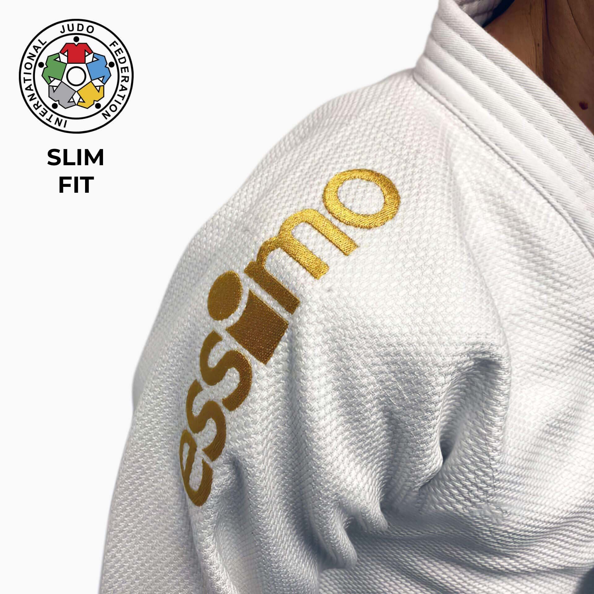 essimo judo traje IJF GOLD blanco 2 slim fit